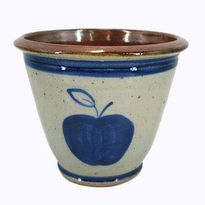 Harvey Salt Glaze Pottery Crock Bowl Apple VTG
